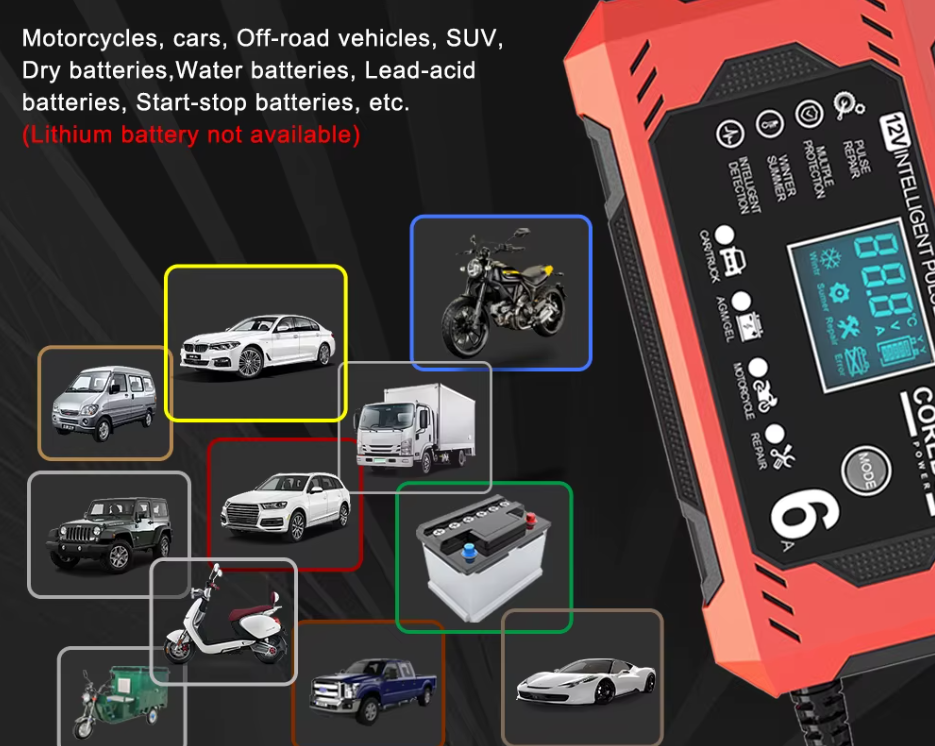 Зарядний Пристрій Для Автомобільного Акумулятора 12V 6A З Автоматичним Регулюванням Та Режимом Відновлення - 7