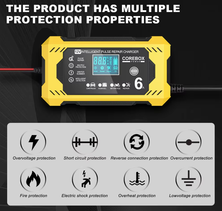 Імпульсний Зарядний Пристрій Для Автомобільного Акумулятора 12в 6А - 4