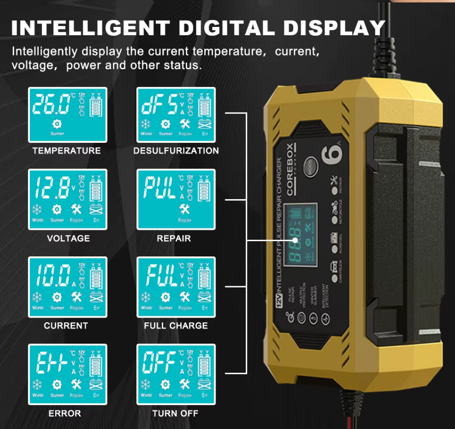 Імпульсний Зарядний Пристрій Для Автомобільного Акумулятора 12в 6А - 5