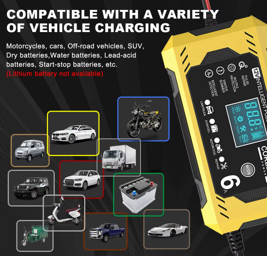 Імпульсний Зарядний Пристрій Для Автомобільного Акумулятора 12в 6А - 7