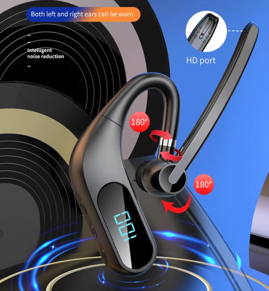 Bluetooth гарнітура KJ12 hands free бездротова з мікрофоном та дисплеєм - 2