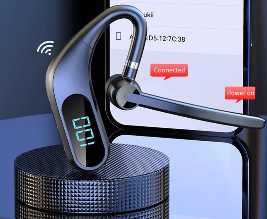 Bluetooth гарнітура KJ12 hands free бездротова з мікрофоном та дисплеєм - 4