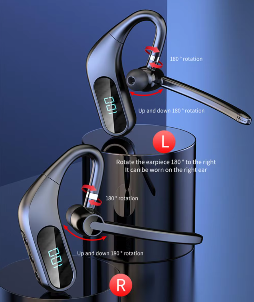 Bluetooth гарнітура KJ12 hands free бездротова з мікрофоном та дисплеєм - 7