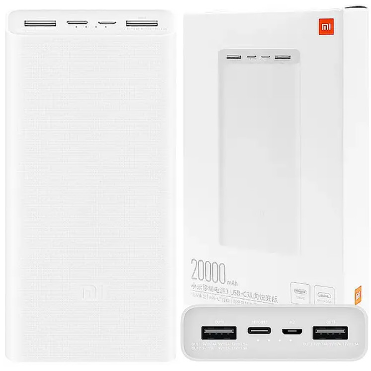 Power Bank Xiaomi Mi 3 20000 mAh USB-C 18W White - 2