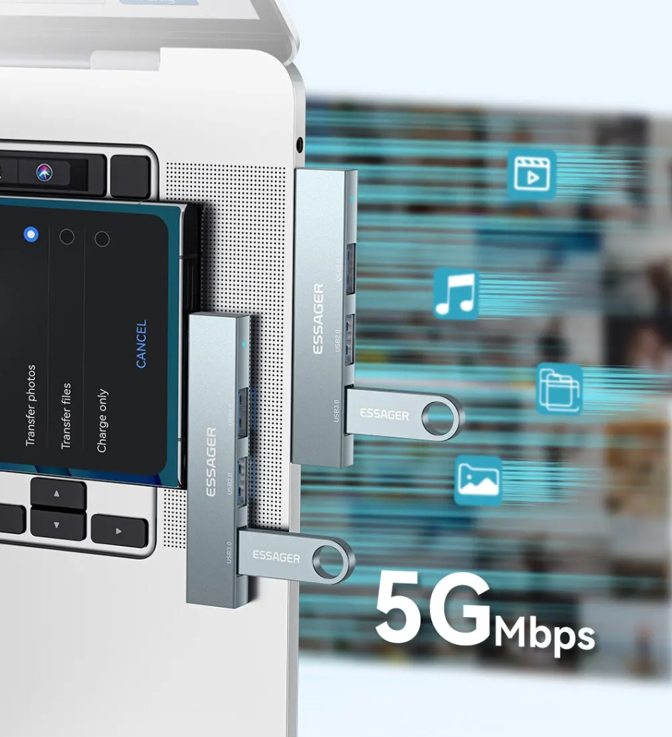 USB Хаб Essager Type-C На 3 USB-A 2.0/3.0 В Алюминиевом Корпусе - 12