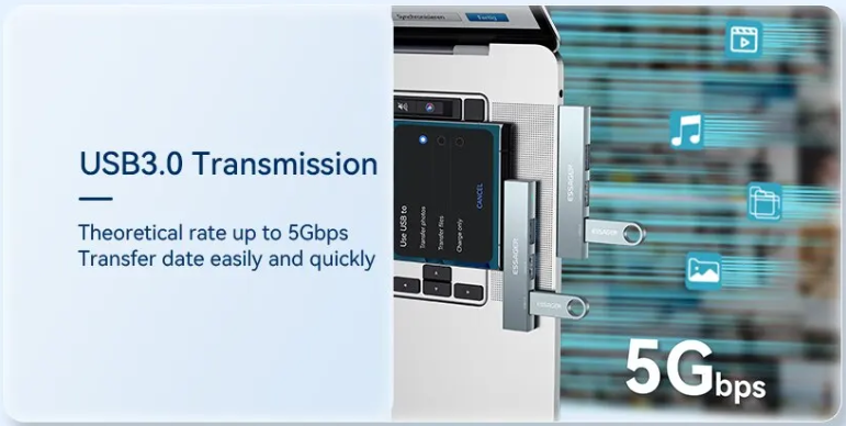 USB Хаб Essager Type-C На 3 USB-A 2.0/3.0 В Алюминиевом Корпусе - 15